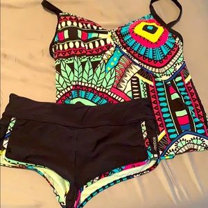 REEBOK Takini & Shorts Set Patterned Lined Cups